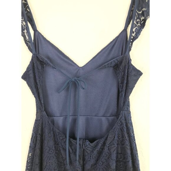 Lulus Absolutely Adorable Lace Backless Skater Dress Navy Size Medium - Picture 5 of 10